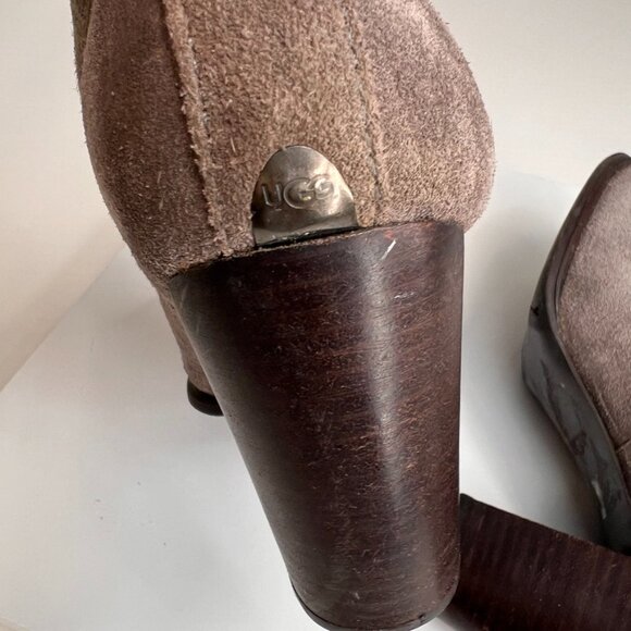 Ugg Bootie Women 10 Leather Suede Pull On Strap Heel Ankle Work Party Core Ex - Picture 8 of 15